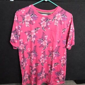 men’s pink flowered shirt with pocket
